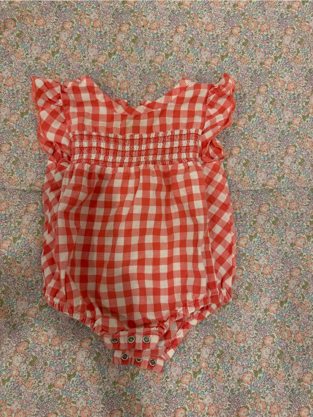 Pehr Gingham Ruffled Onesie